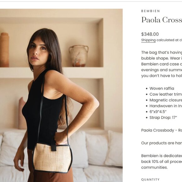 Bembien Paola Woven Raffia Summer Crossbody Bag in Ivory - Picture 3 of 9